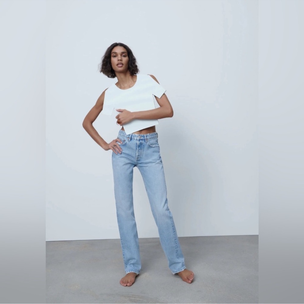 Zara Rare Premium High Rise Full Length Straight Leg Denim Size 4, like new